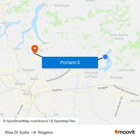 Riva Di Solto to Rogeno map