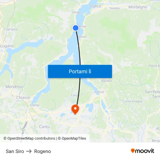 San Siro to Rogeno map