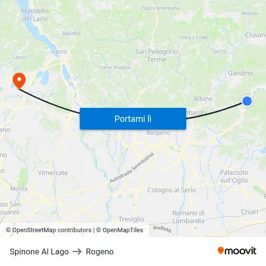 Spinone Al Lago to Rogeno map