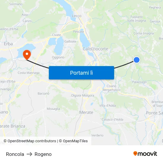 Roncola to Rogeno map