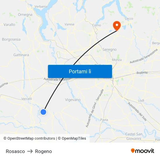 Rosasco to Rogeno map