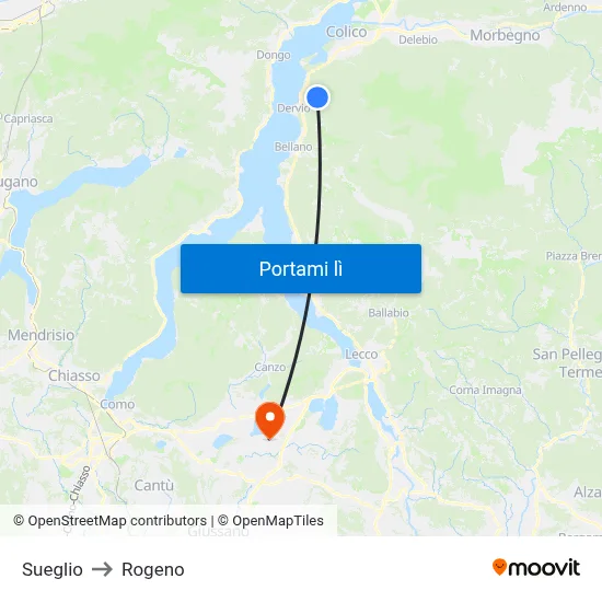 Sueglio to Rogeno map
