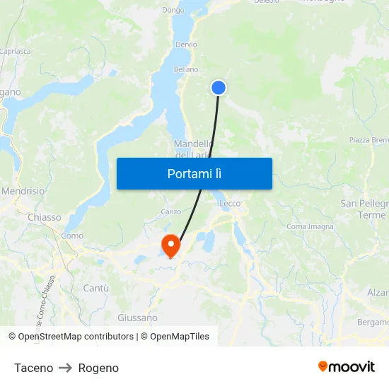 Taceno to Rogeno map