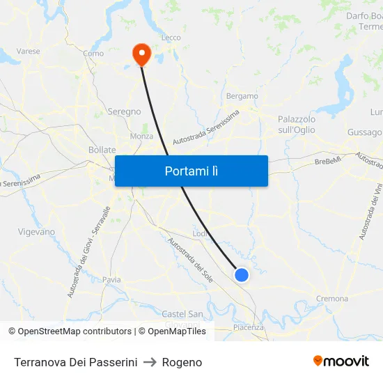 Terranova Dei Passerini to Rogeno map