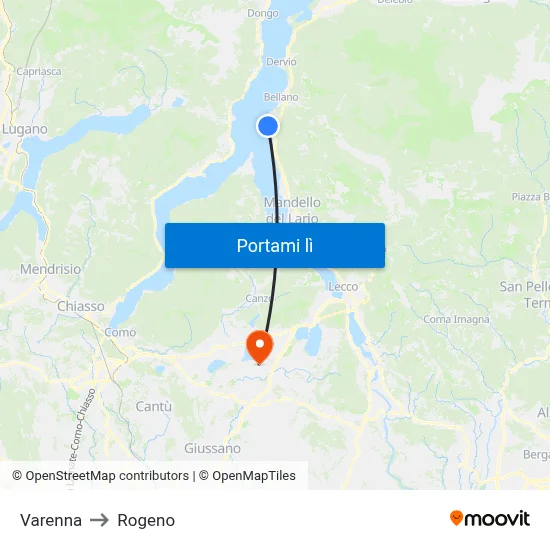 Varenna to Rogeno map