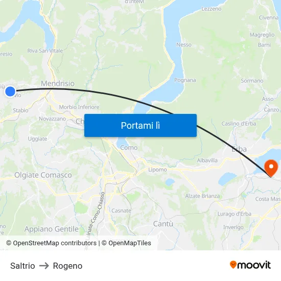 Saltrio to Rogeno map