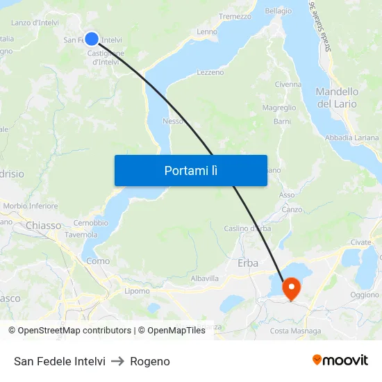 San Fedele Intelvi to Rogeno map