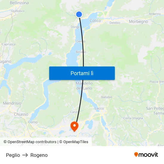 Peglio to Rogeno map