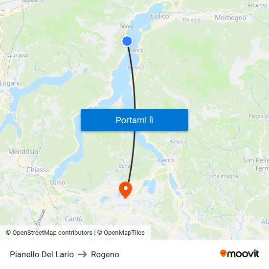 Pianello Del Lario to Rogeno map