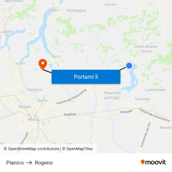 Pianico to Rogeno map