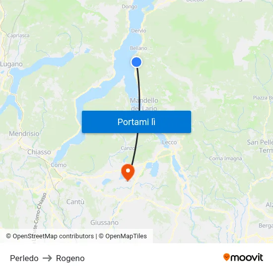 Perledo to Rogeno map