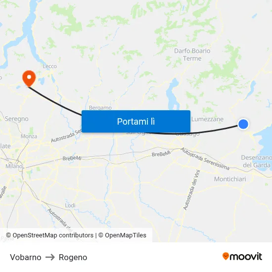 Vobarno to Rogeno map
