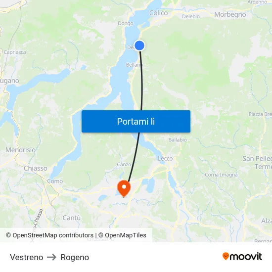 Vestreno to Rogeno map