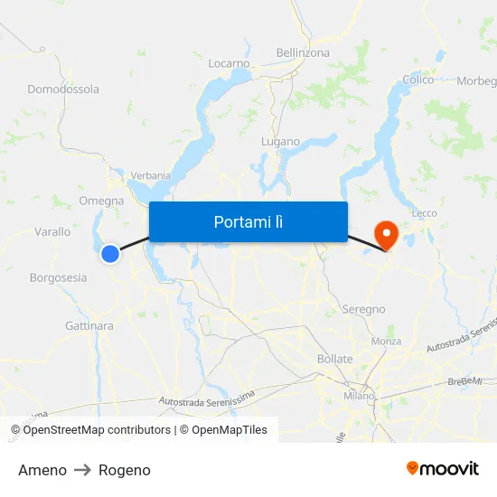 Ameno to Rogeno map
