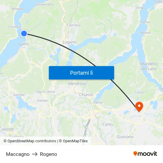 Maccagno to Rogeno map