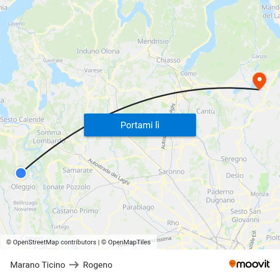 Marano Ticino to Rogeno map