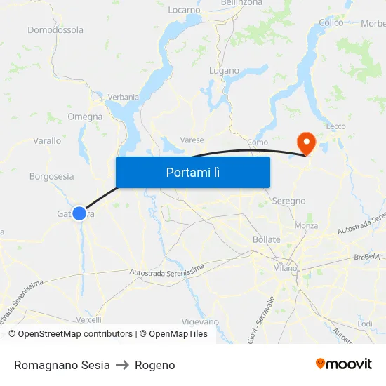Romagnano Sesia to Rogeno map