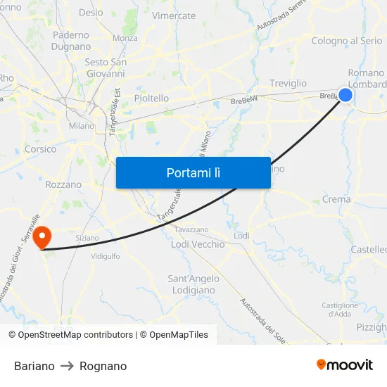 Bariano to Rognano map