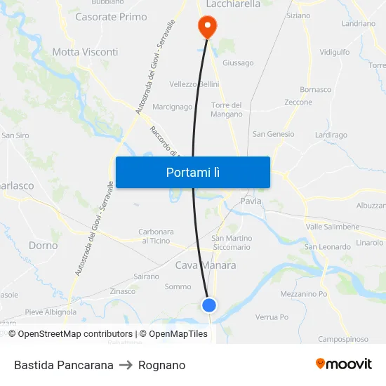 Bastida Pancarana to Rognano map