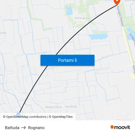 Battuda to Rognano map