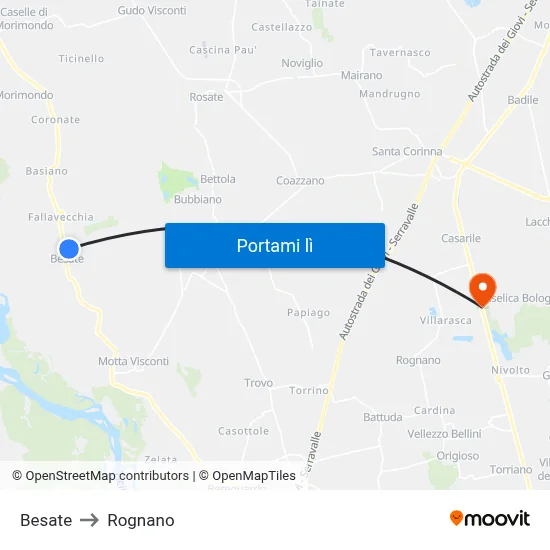 Besate to Rognano map