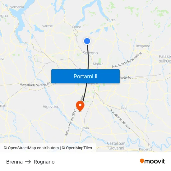 Brenna to Rognano map