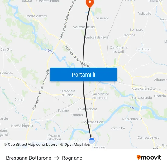 Bressana Bottarone to Rognano map