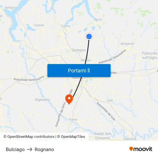 Bulciago to Rognano map