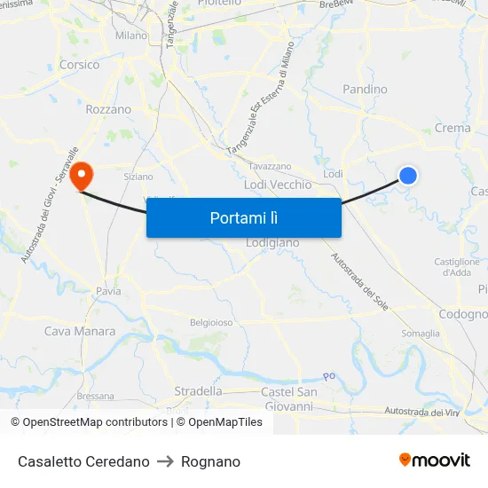 Casaletto Ceredano to Rognano map