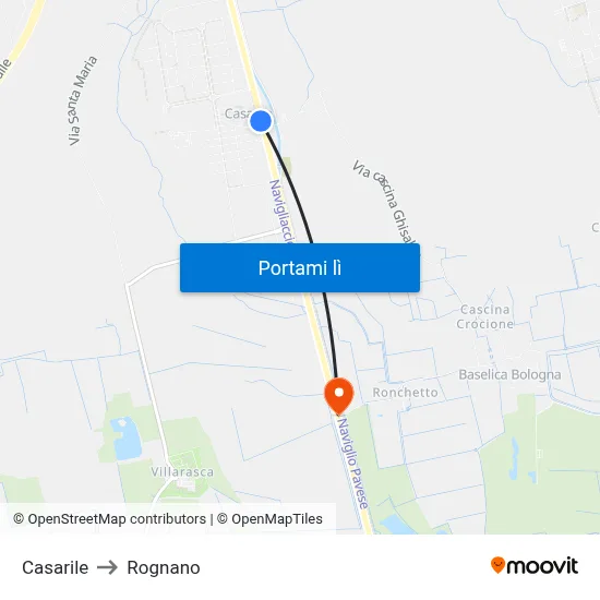 Casarile to Rognano map