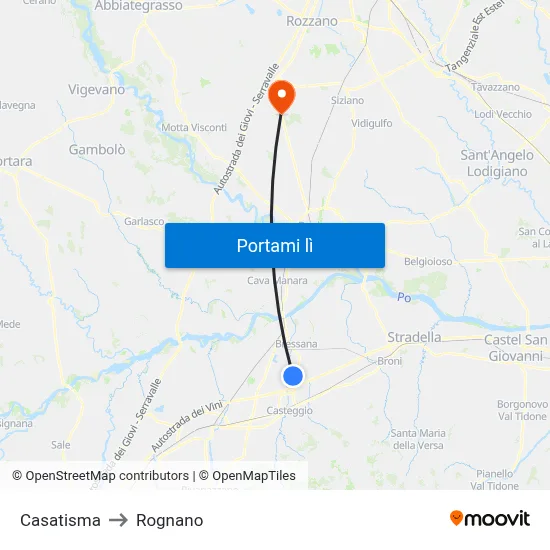 Casatisma to Rognano map