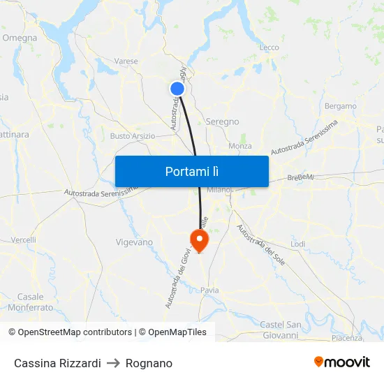 Cassina Rizzardi to Rognano map