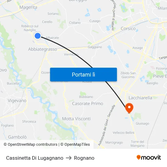 Cassinetta Di Lugagnano to Rognano map