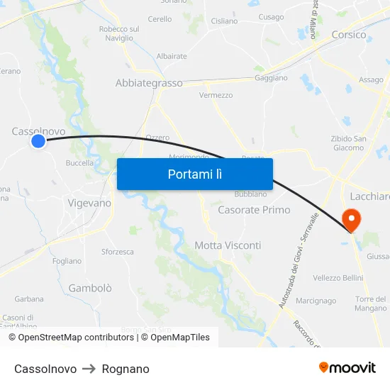 Cassolnovo to Rognano map