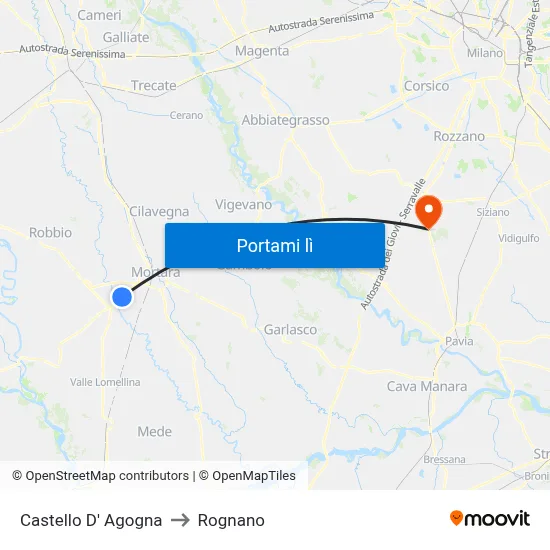Castello D' Agogna to Rognano map