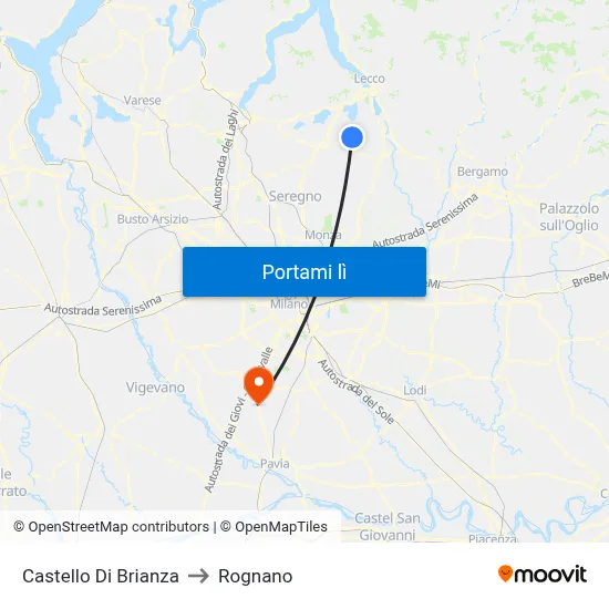 Castello Di Brianza to Rognano map