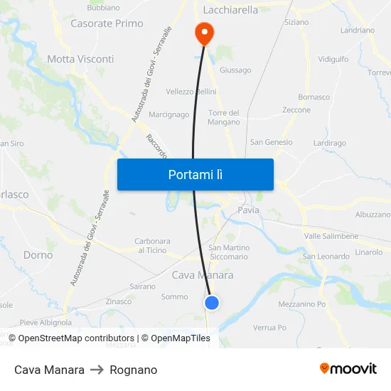 Cava Manara to Rognano map