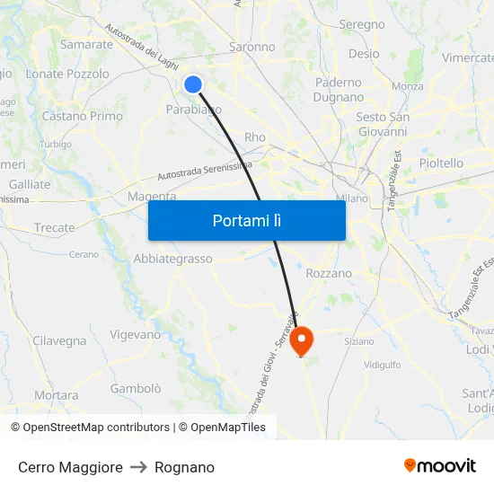 Cerro Maggiore to Rognano map