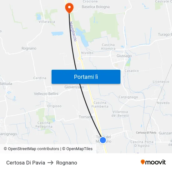 Certosa Di Pavia to Rognano map