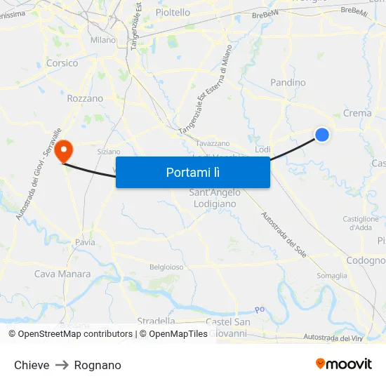 Chieve to Rognano map