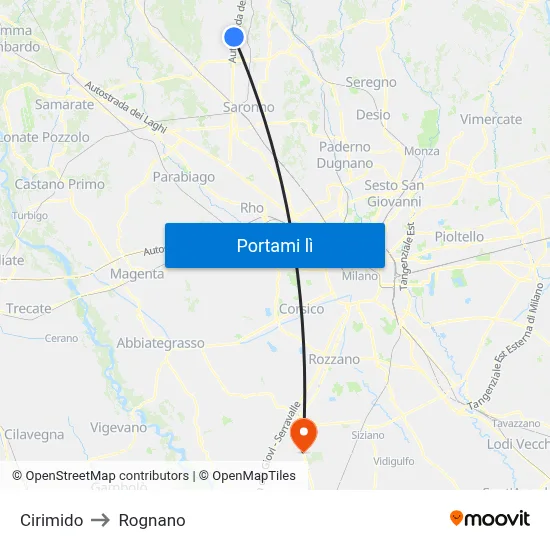 Cirimido to Rognano map