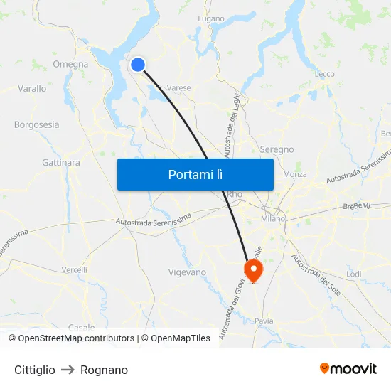 Cittiglio to Rognano map