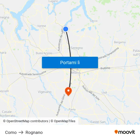 Como to Rognano map