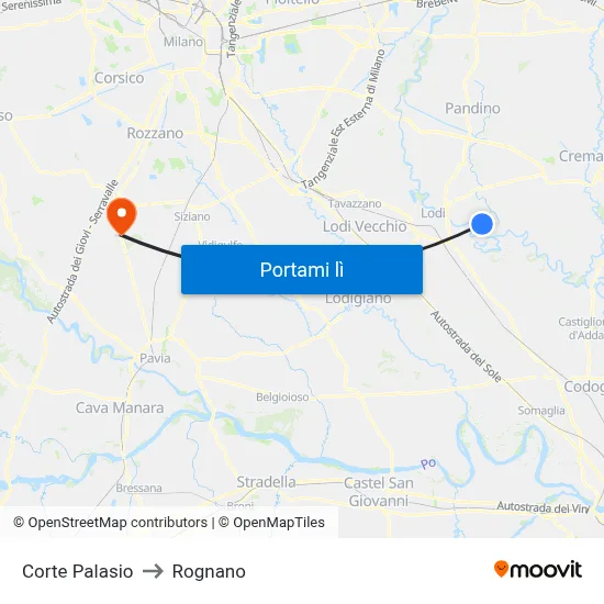 Corte Palasio to Rognano map