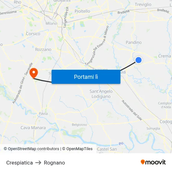 Crespiatica to Rognano map