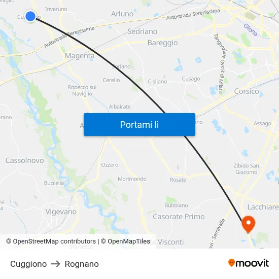 Cuggiono to Rognano map