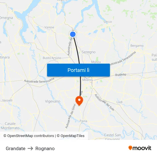 Grandate to Rognano map