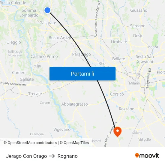 Jerago Con Orago to Rognano map