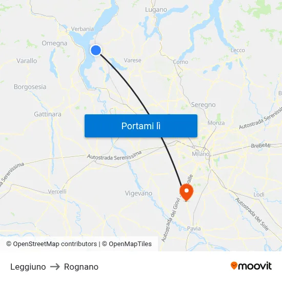 Leggiuno to Rognano map