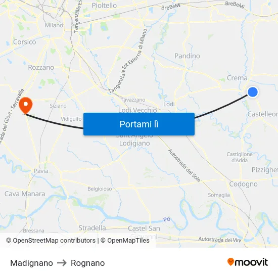 Madignano to Rognano map